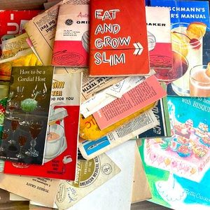 Vtg Recipe booklets 50s & 60s collection. Treasure trove. Includes kitchen items